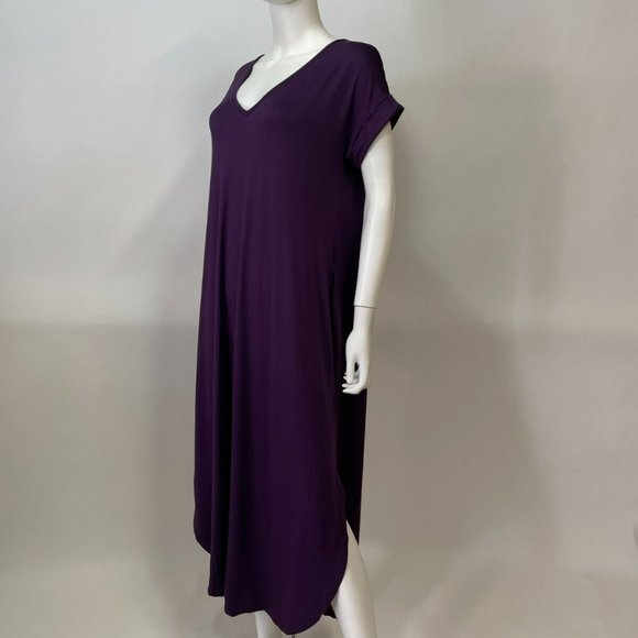 Entro Purple Short Sleeve Pocket Maxi Dress - Picture 2 of 5